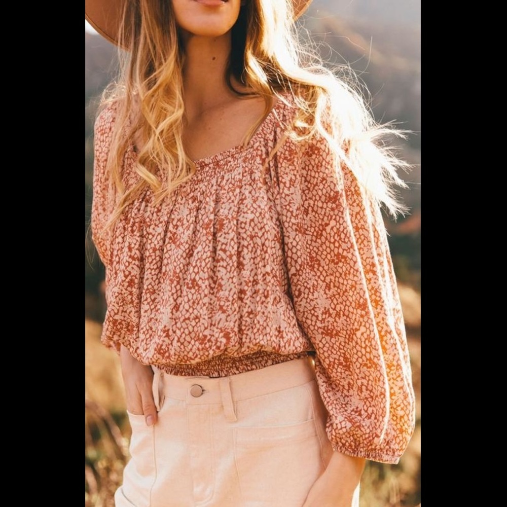 Gentle Fawn Rust Beige Peasant Blouse